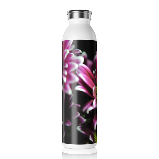 Maroon Mums Close Up Slim Water Bottle - Eco-Friendly, Hydration Gift, Summer Picnic, Outdoor Adventure, Yoga Accessory, Stylish Hydration