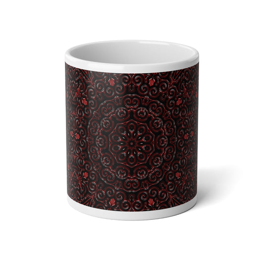 Red Swirl Kaleidoscope Jumbo Mug - 20oz Coffee Cup, Great for Gifts, Tea Lovers, Home Decor, Cozy Vibe, Unique Design