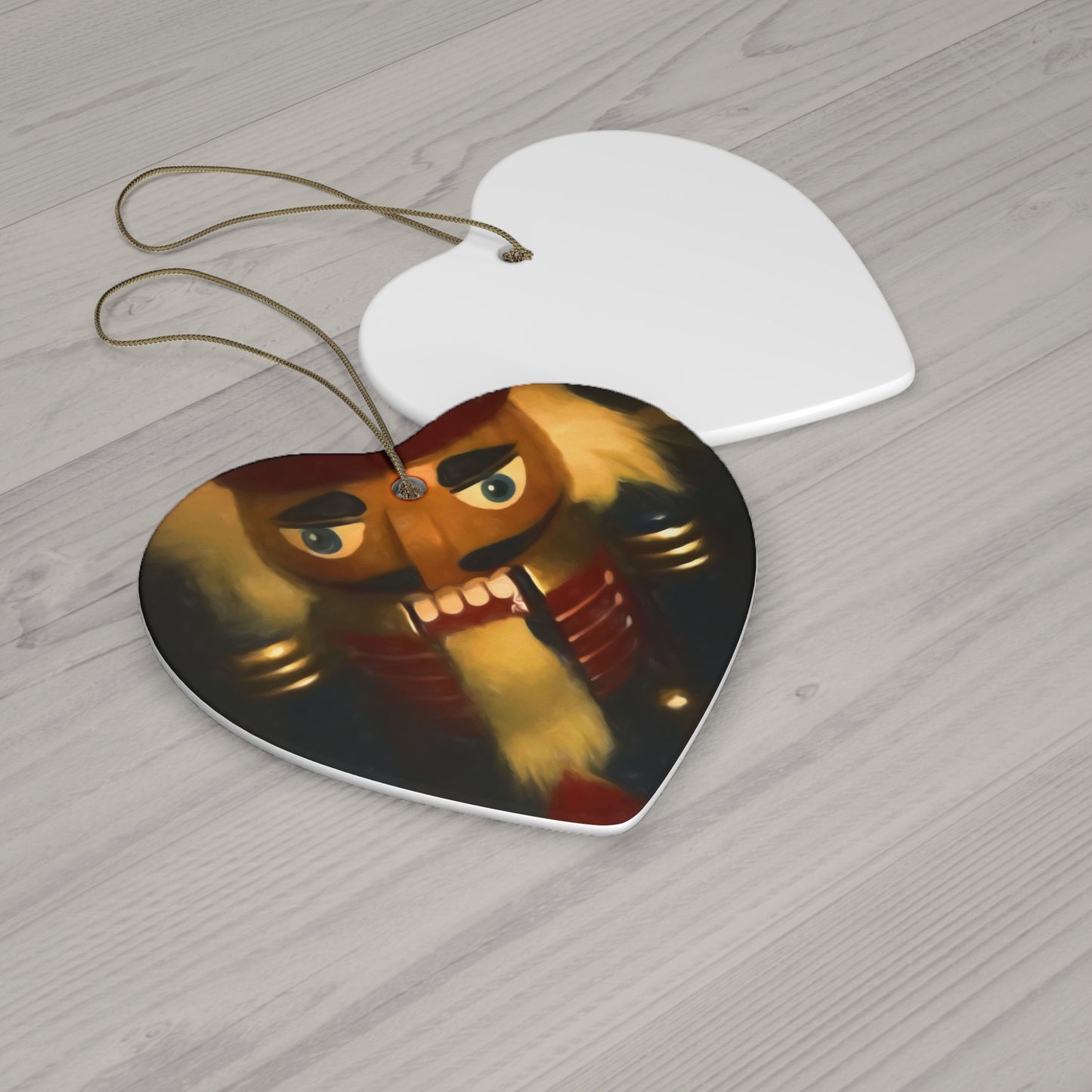 Nutcracker Ceramic Ornament — Round Holiday Tree Decoration