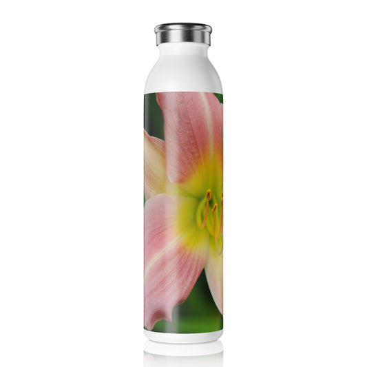 Peaches and Cream Lily Slim Water Bottle with Elegant Flower Design, Eco-Friendly Hydration, Perfect for Yoga, Gifting, or Everyday Use