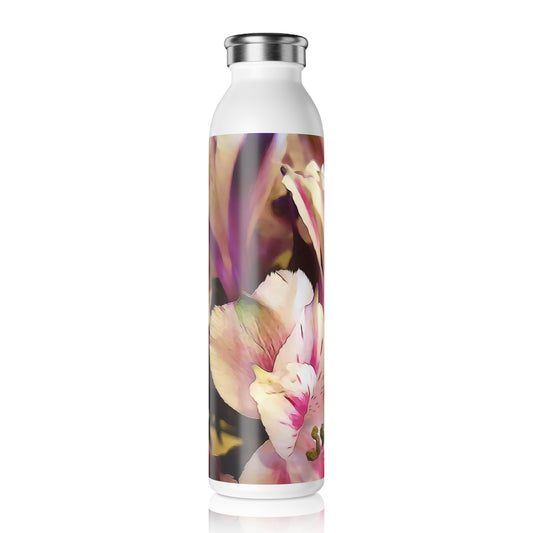 Pink and White Flowers Slim Water Bottle - Elegant Hydration, Eco-Friendly Gift, Summer Essential, Workout Companion, Home Decor