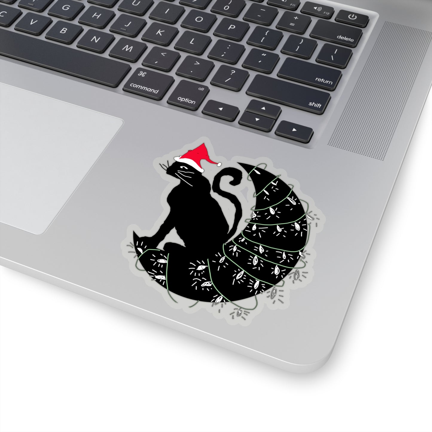 Christmas Cat on The Moon Kiss-Cut Stickers