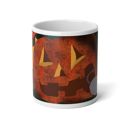 Pumpkin and Mouse Jumbo Mug, Halloween Coffee Cup, Fall Decor, Pumpkin Latte Mug, Unique Gift for Halloween Lovers