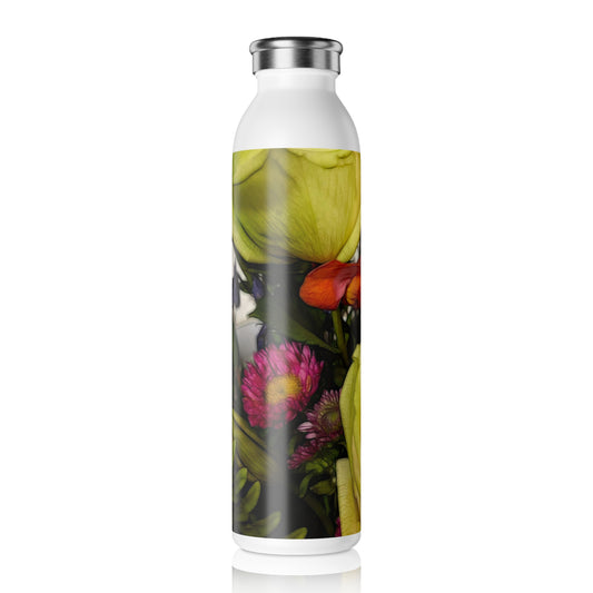 November Flowers 9 Slim Water Bottle | Eco-friendly Hydration, Garden-Inspired Design, Perfect for Gifts, Summer Picnics, Yoga Sessions