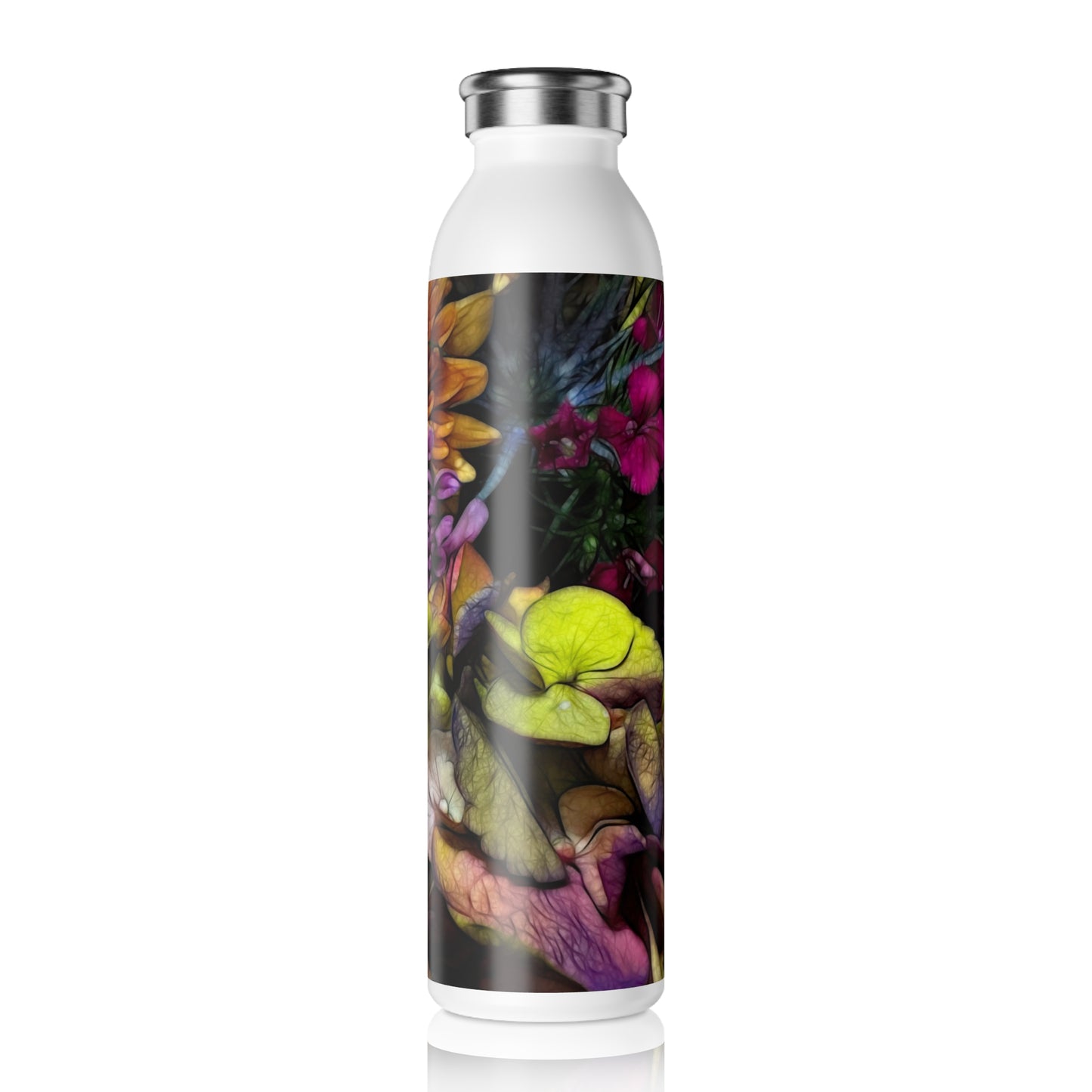 October Flowers 6 Slim Water Bottle - Elegant Hydration for Nature Lovers