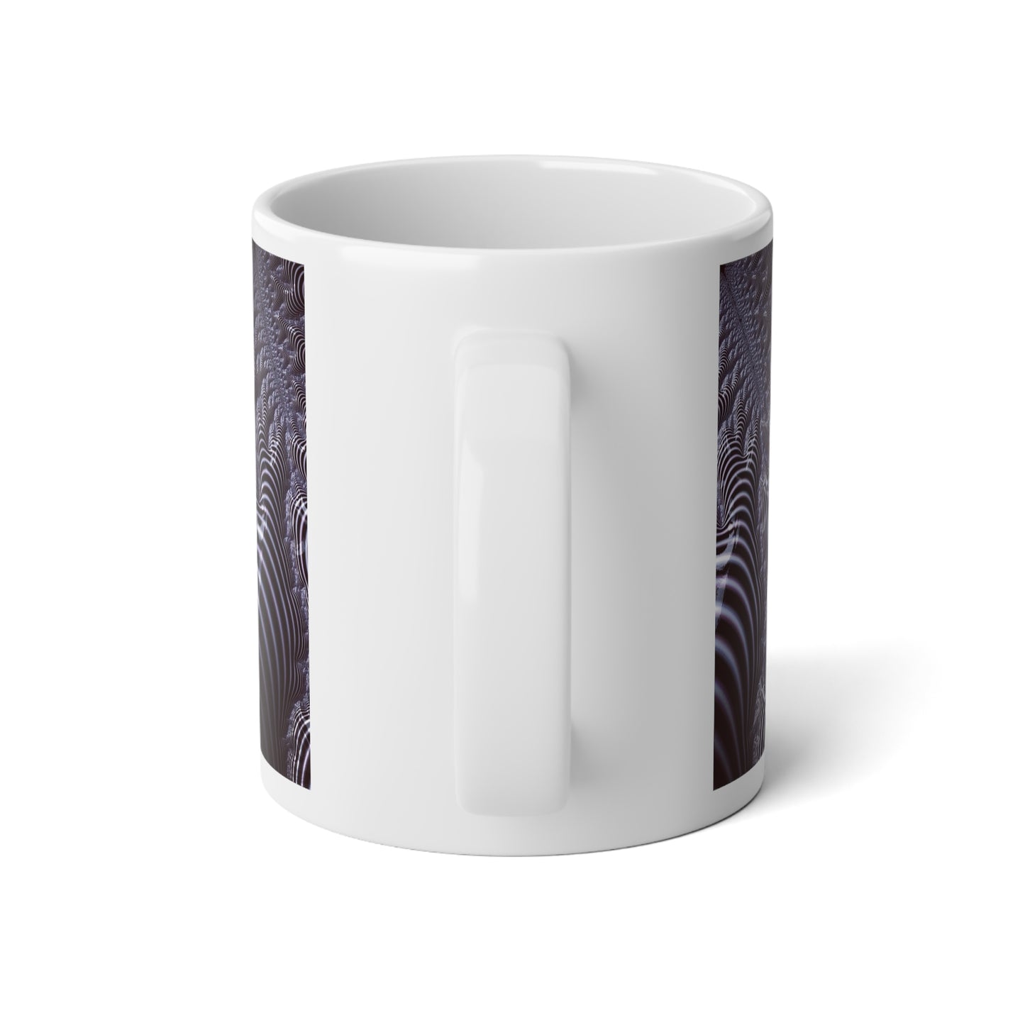 Black and White Spiral Fractal Jumbo Mug, 20oz - Unique Drinkware for Coffee Lovers, Home Decor, Artistic Gift, Coffee Cup, Striped Design