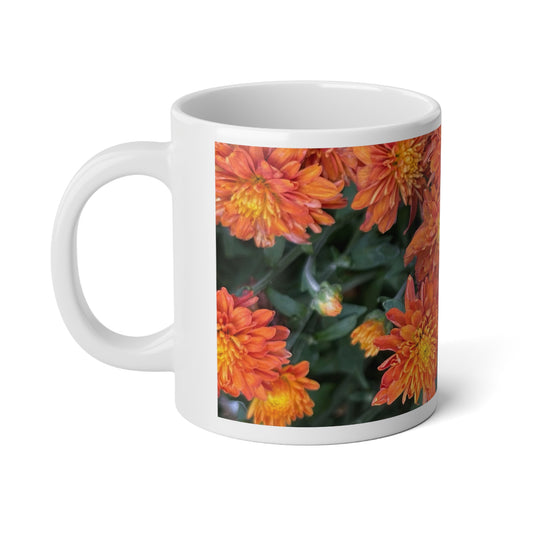 Orange Mums Walk Jumbo Mug, Perfect for Coffee Lovers, Gift for Gardeners, Nature Enthusiasts, Mother's Day, Housewarming, Tea Lovers