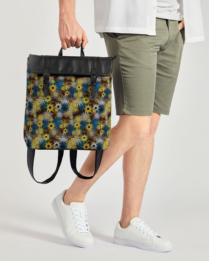 Blue and Yellow Glowing Daisies Casual Flap Backpack