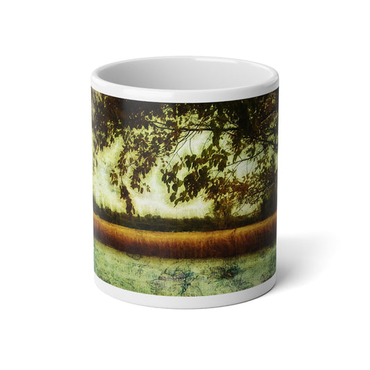 Reading By Marsh Lake Jumbo Mug - Serene Landscape, 20oz Coffee Cup, Perfect for Coffee Lovers, Home Decor, Gift for Nature Enthusiasts