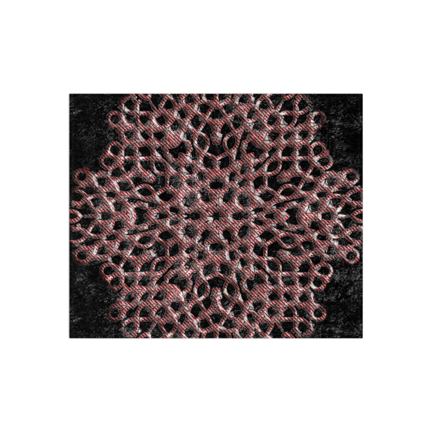 Candy Cane Snowflake Crushed Velvet Blanket