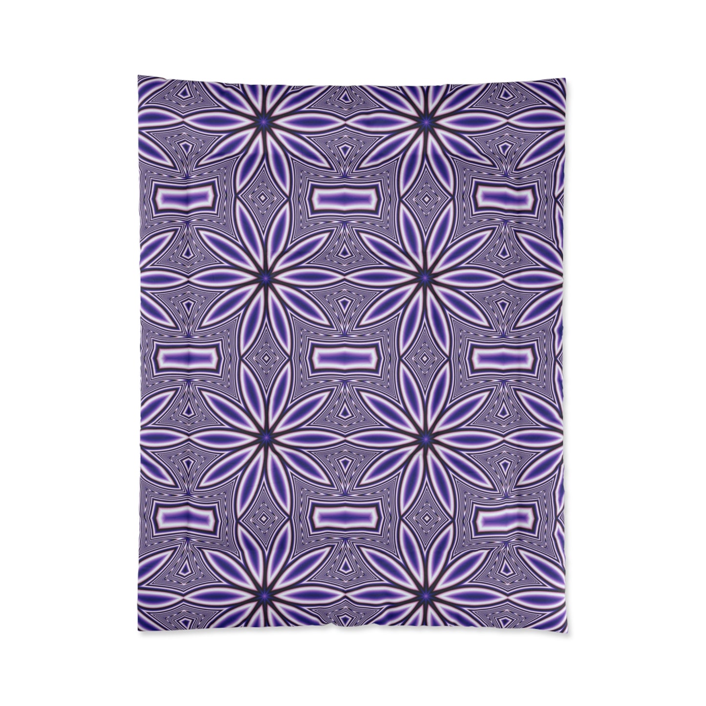 Purple Floral Geometric Comforter – Boho Starburst Pattern Bedding