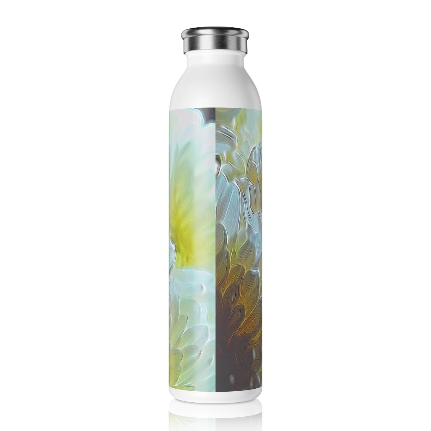 Chrysanthemums in The Light Slim Water Bottle | Eco-Friendly Drinkware, Stylish Hydration, Gift for Nature Lovers, Motivational Water Bottle, Summer Essentials
