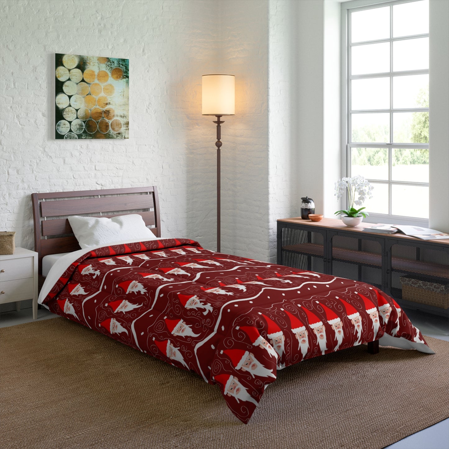 Santa Pattern Comforter — Festive Christmas Bedding