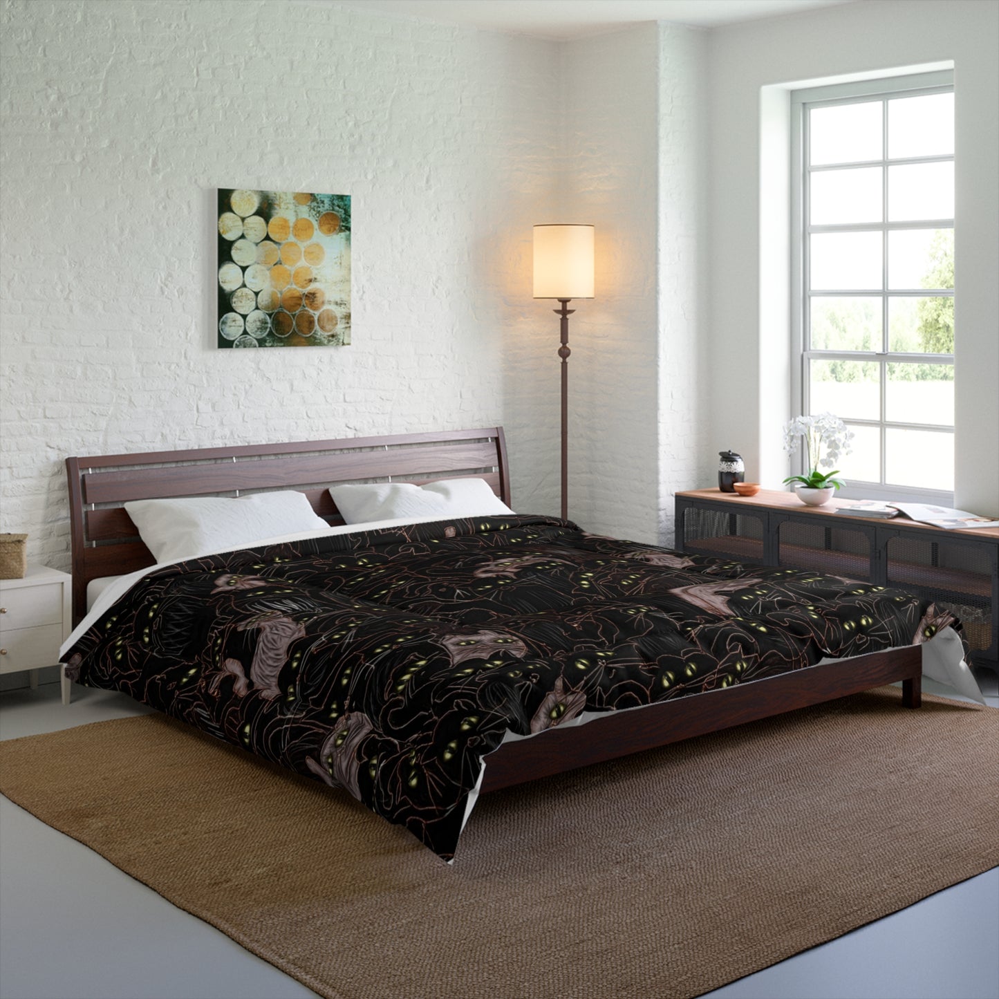 Comforter - Dark Cats Patterned