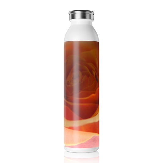 Pastel Pink and Orange Rose Floral Slim Water Bottle | Eco-Friendly Hydration, Gym, Yoga, Gift for Her, Summer Vibes, Floral Design