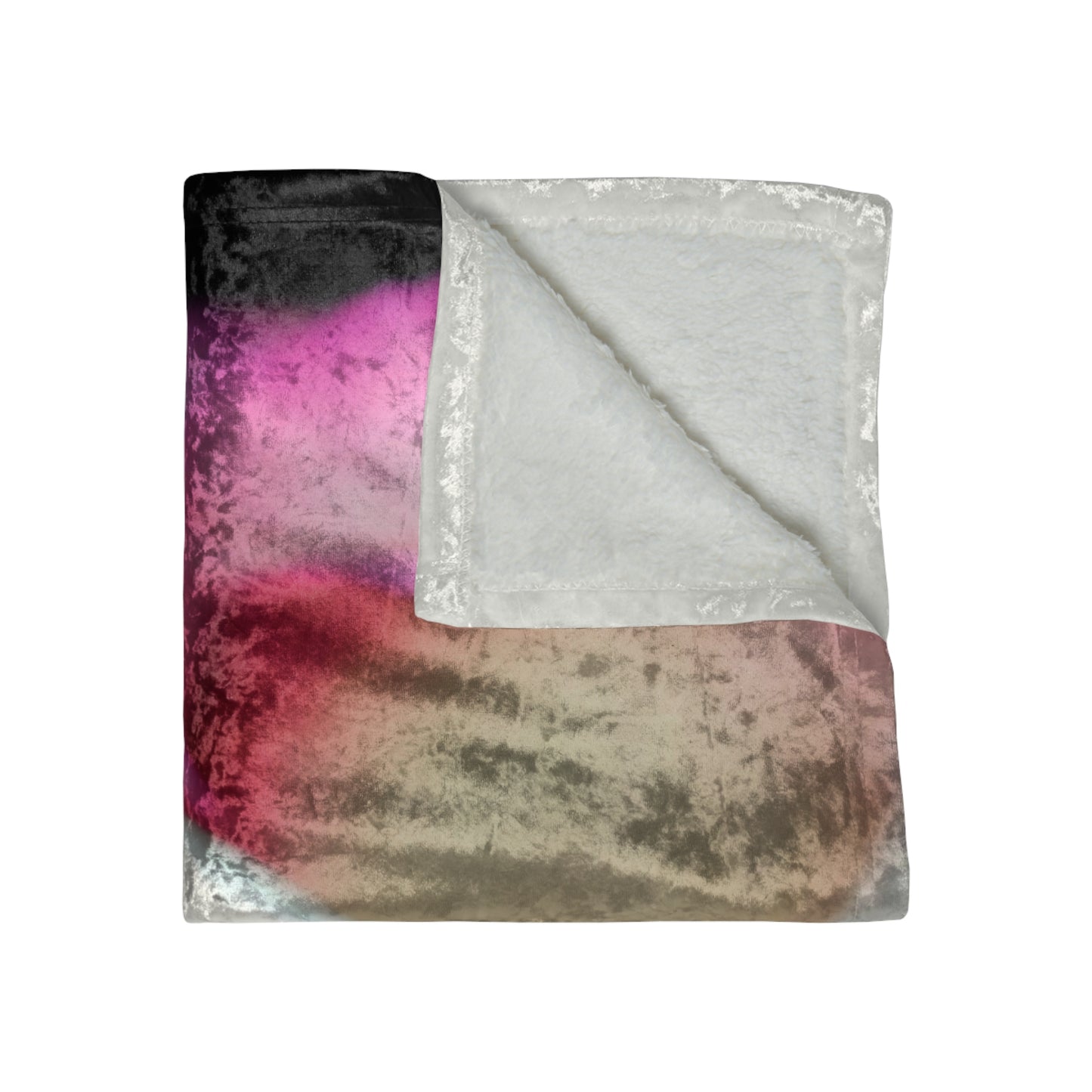 Pink Lined White Rose Crushed Velvet Blanket