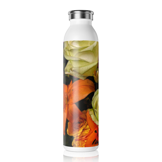 November Flowers 7 Slim Water Bottle | Eco-Friendly Hydration, Gift for Her, Summer Accessory, Outdoor Adventure, Wedding Favors