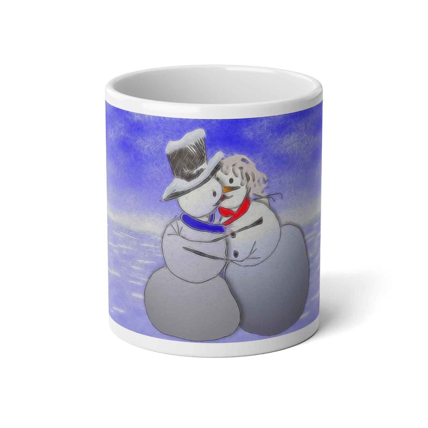 20oz Jumbo Mug — Cozy Kissing Snowman Winter Coffee Cup
