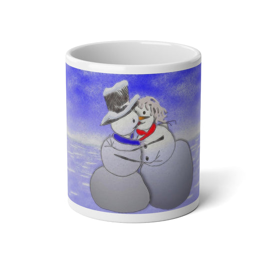 20oz Jumbo Mug — Cozy Kissing Snowman Winter Coffee Cup