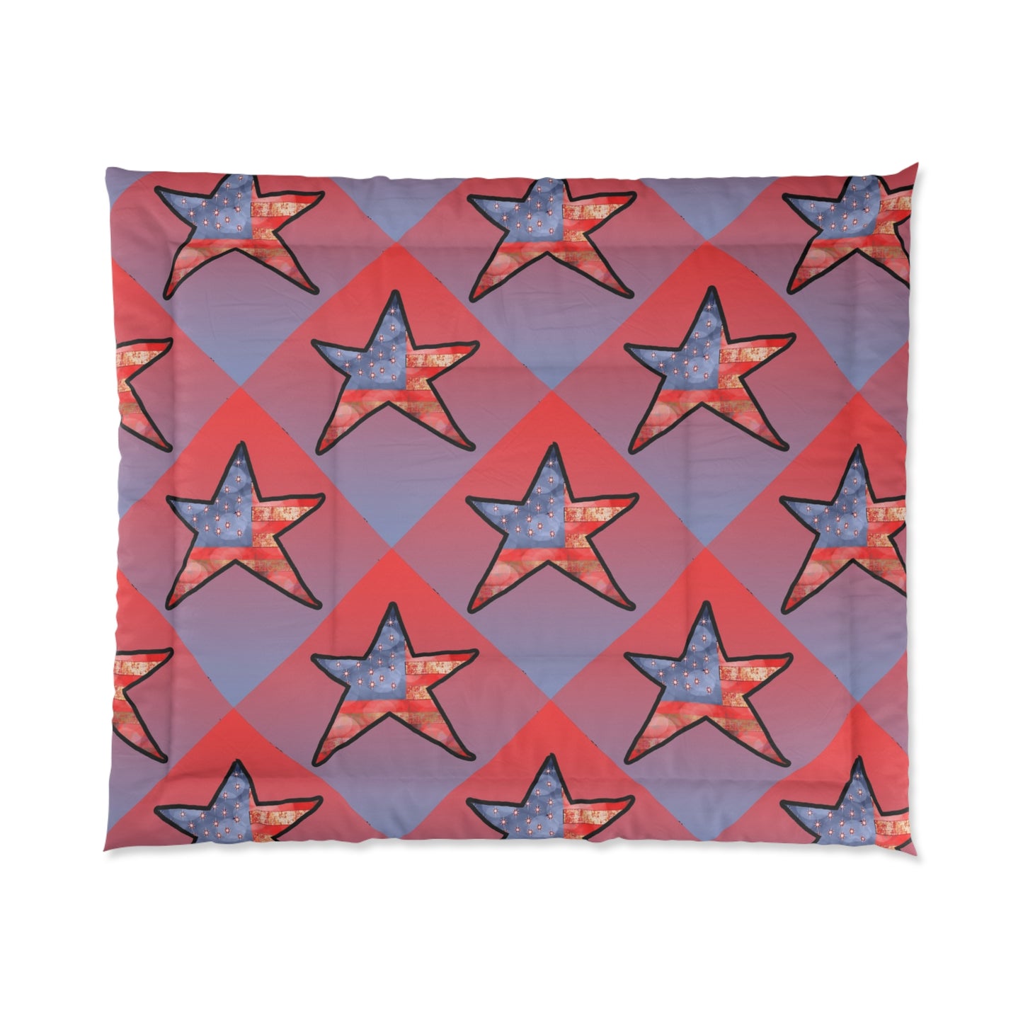Starburst Geo Comforter — American Flag Star Pattern Bedding