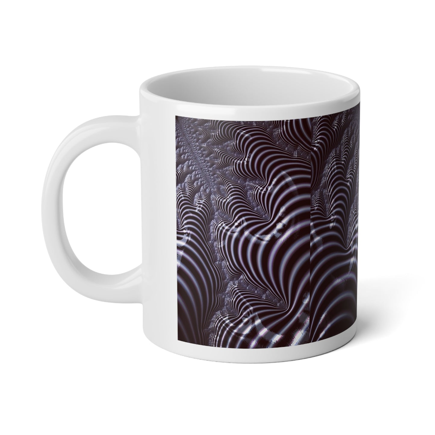 Black and White Spiral Fractal Jumbo Mug, 20oz - Unique Drinkware for Coffee Lovers, Home Decor, Artistic Gift, Coffee Cup, Striped Design
