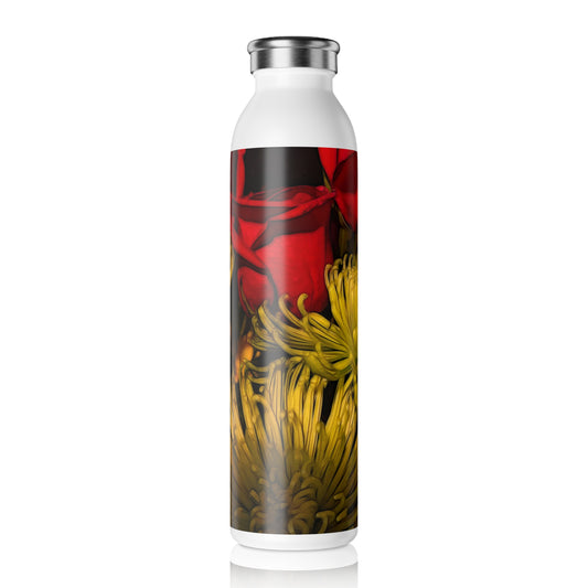 June Flowers 3 Slim Water Bottle - Stylish Reusable Hydration Bottle for Yoga, Fitness, Travel, Eco-Friendly Gift, Floral Design