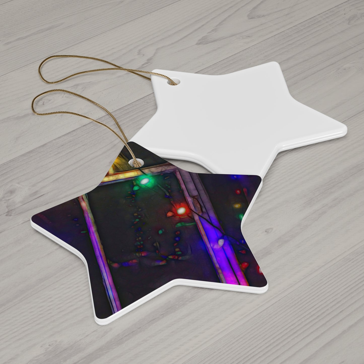 Star Ceramic Ornament with Christmas Lights Refract — 4 Shape Options