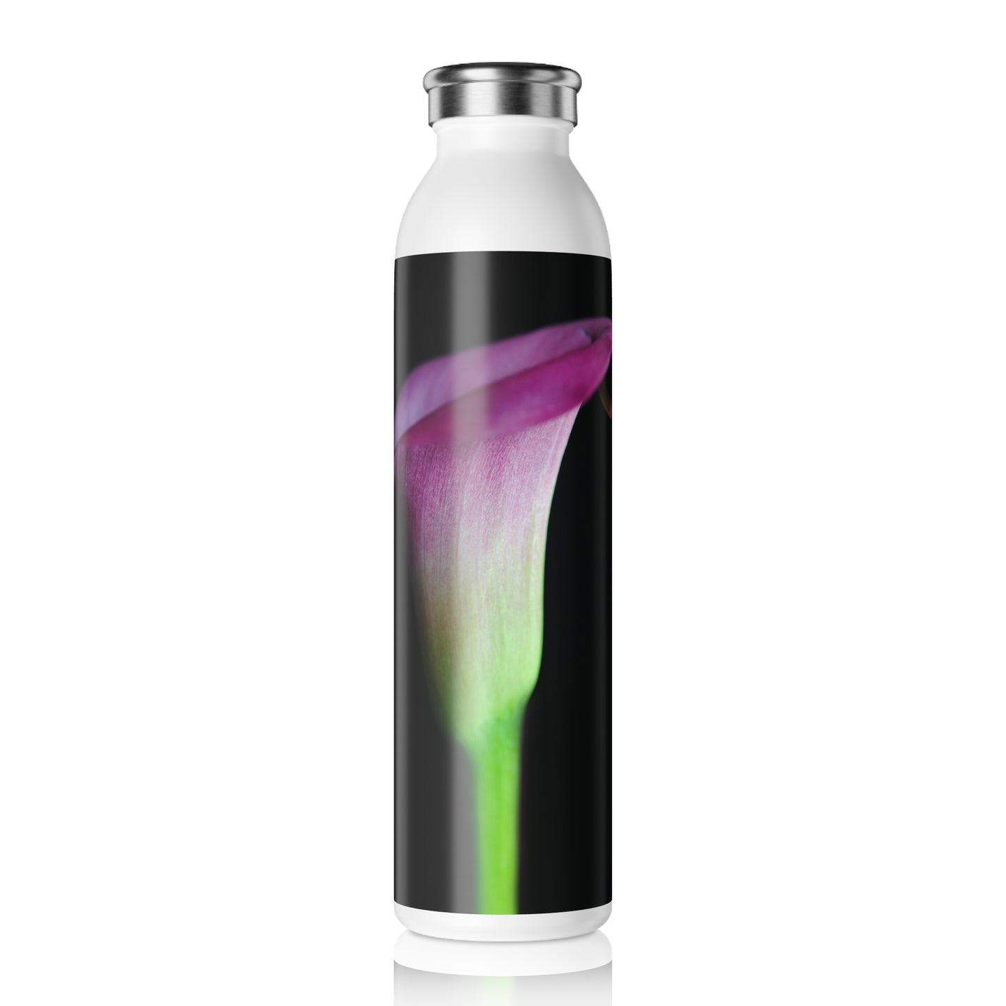 Slim Water Bottle – Elegant Purple Calla Lily Stainless Steel Bottle
