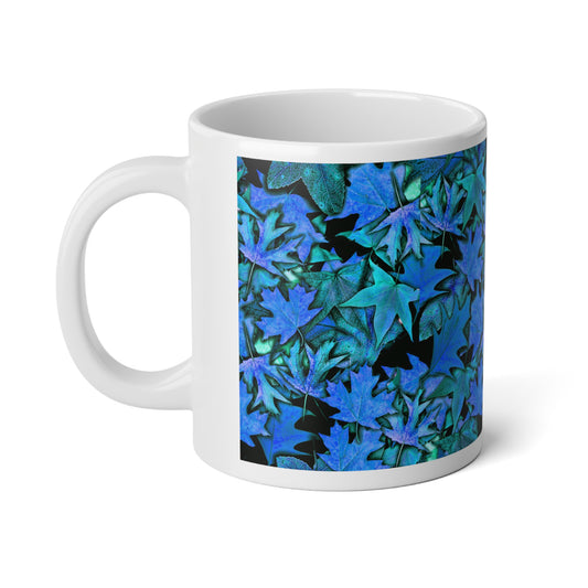 Fall Leaves In Blue Jumbo Mug 20oz - Perfect for Coffee Lovers and Garden Enthusiasts