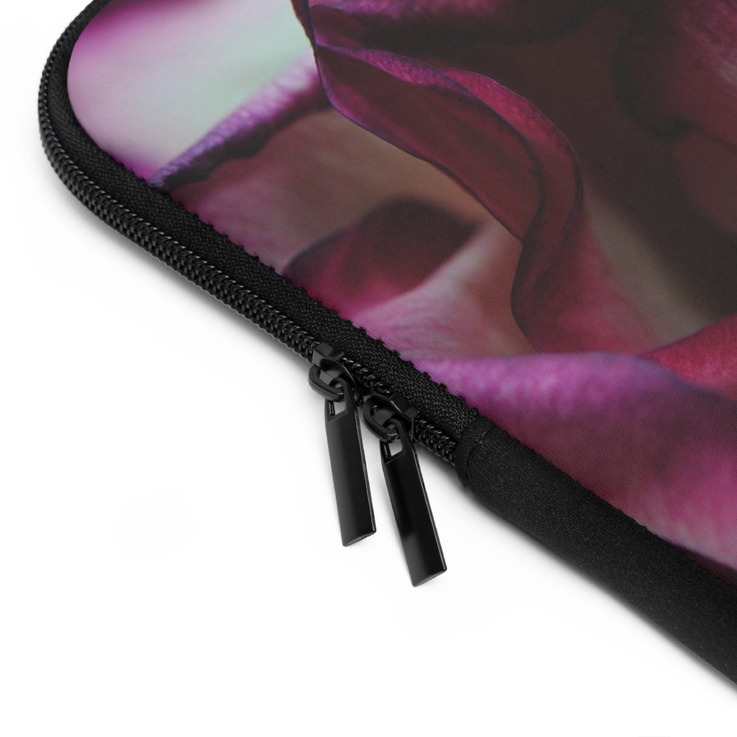 Pink Lined White Rose Laptop Sleeve
