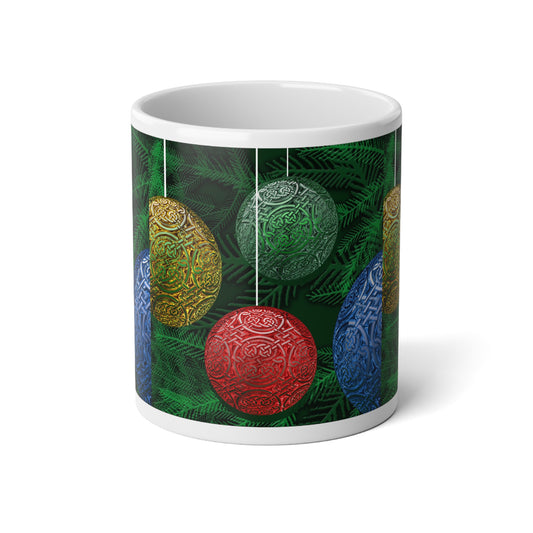 20oz Jumbo Mug — Festive Embossed Christmas Celtic Ornament Design