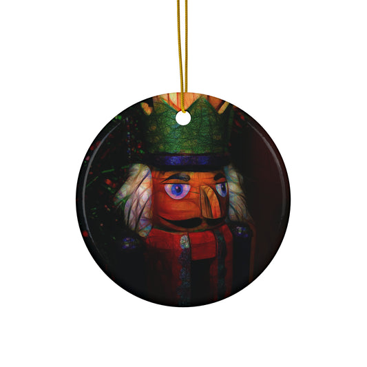 Nutcracker Ceramic Star Ornament — Vintage Holiday Christmas Tree Decoration