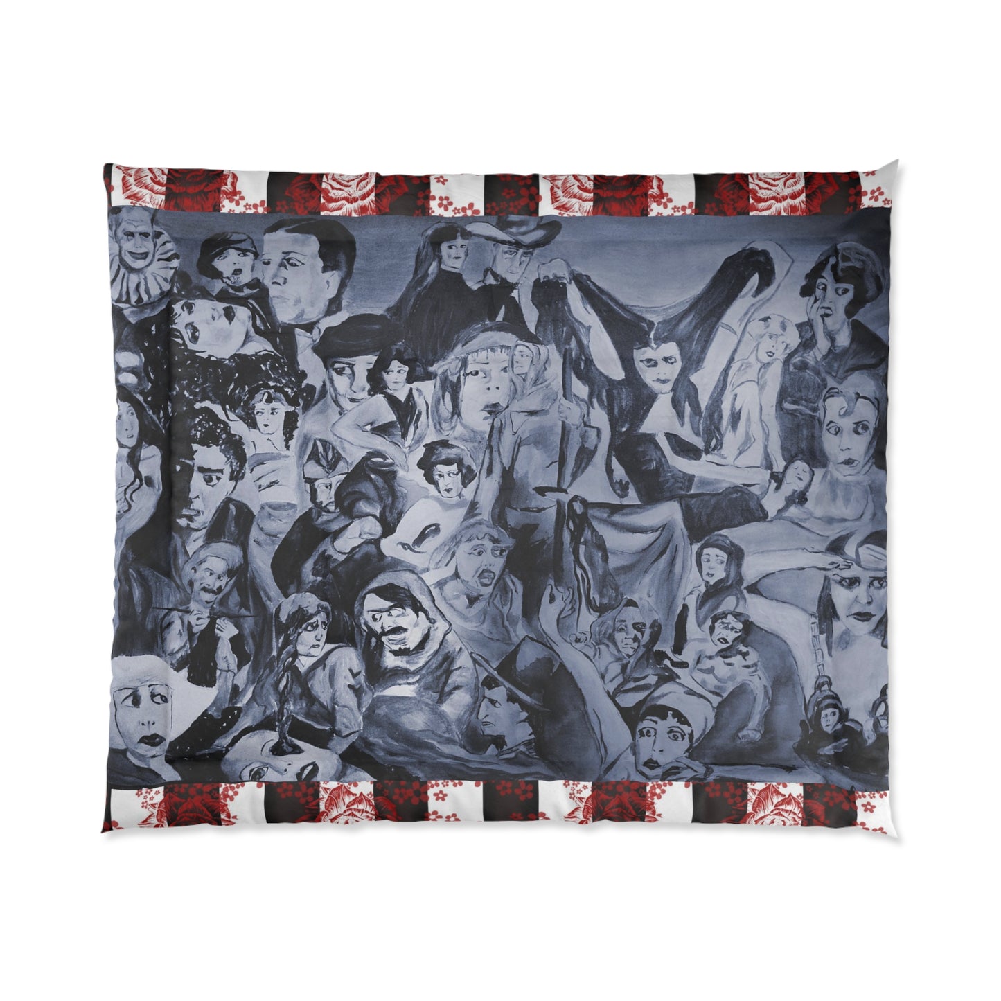 Silents With Striped Roses Comforter