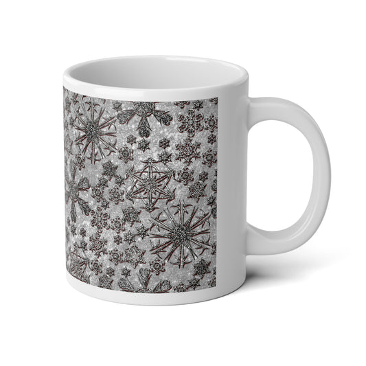 20oz Jumbo Mug — Vintage Metallic Snowflake Pattern Holiday Coffee Cup