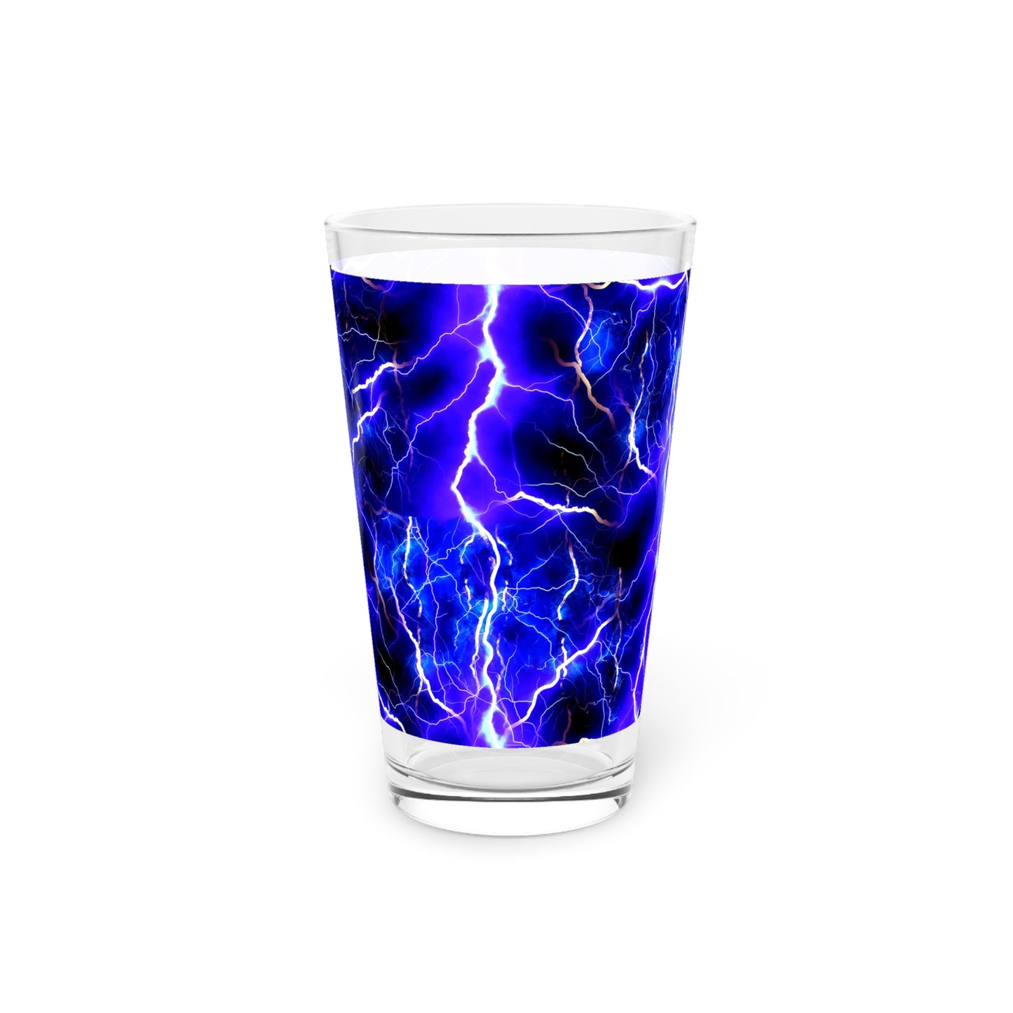 Blue Lightning Pattern Pint Glass, 16oz