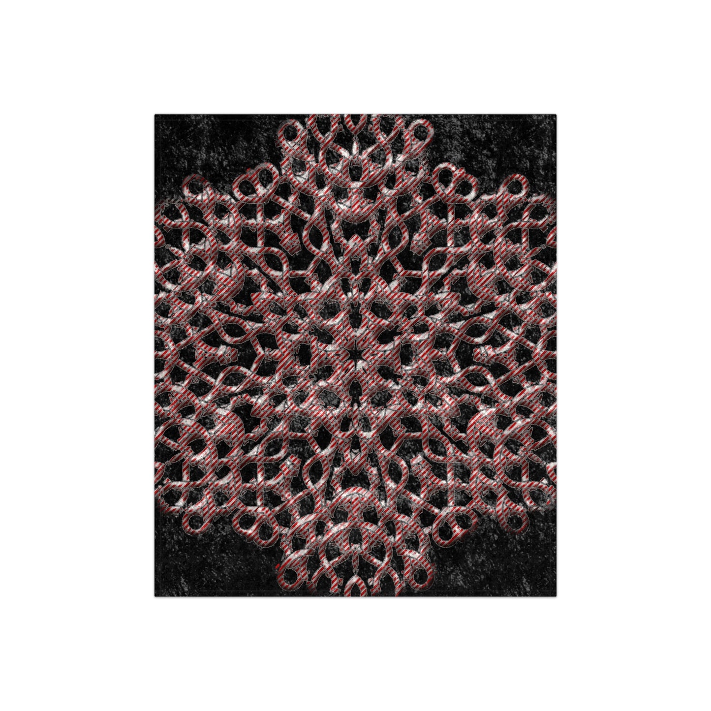 Candy Cane Snowflake Crushed Velvet Blanket