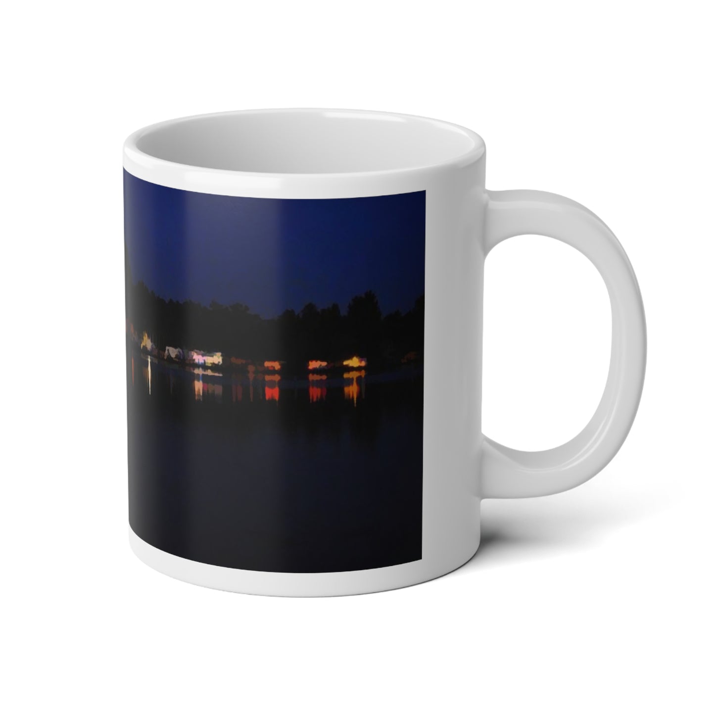 Campers Along a Lake Serene Night Landscape Jumbo Mug - Perfect for Coffee Lovers, Gift for Home, Relaxation, Cozy Evenings, Unique Decor