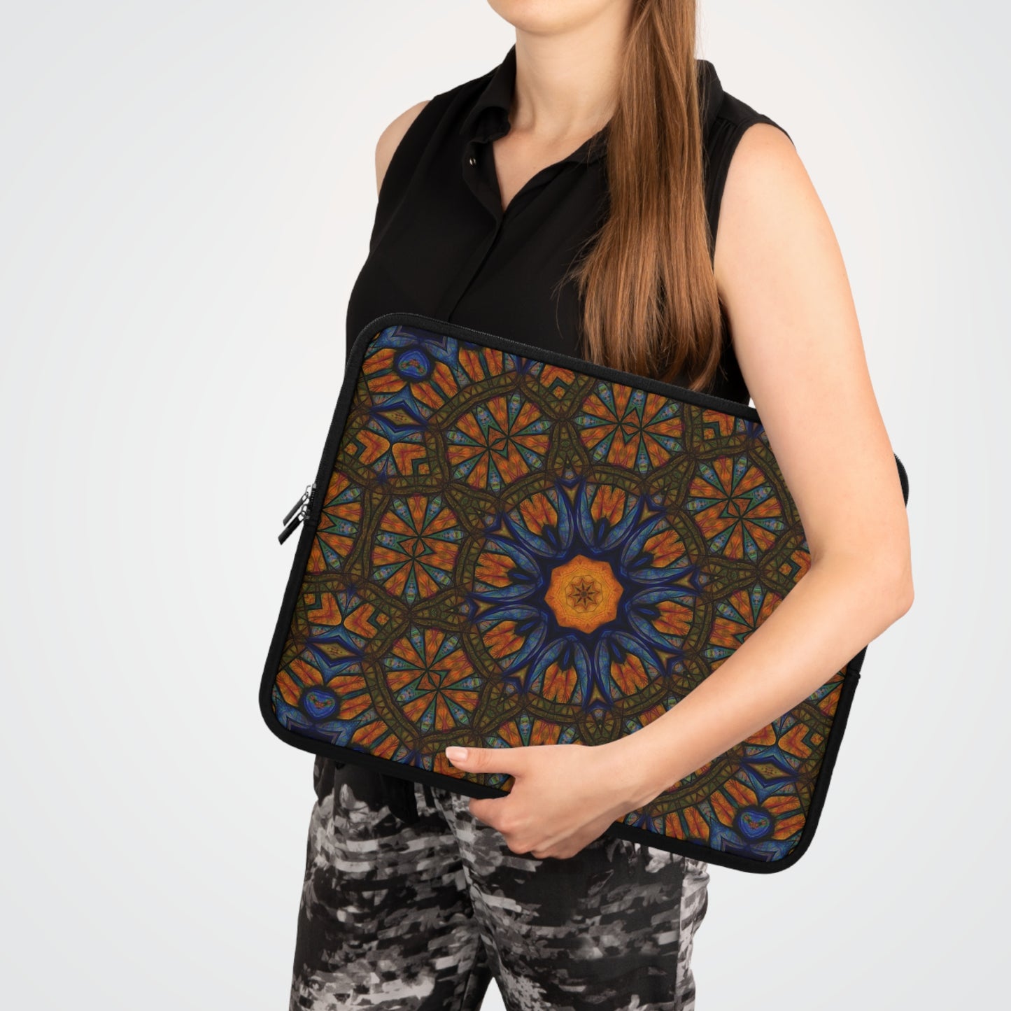 Blue Orange Sketchy Kaleidoscope Laptop Sleeve