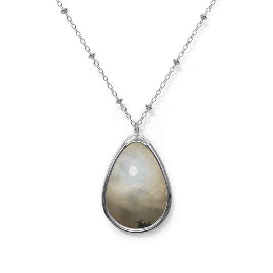 Harvest Moon Oval Necklace with Nature-Inspired Design, Vintage Jewelry, Gift for Her, Boho Chic, Layered Look, Everyday Wear