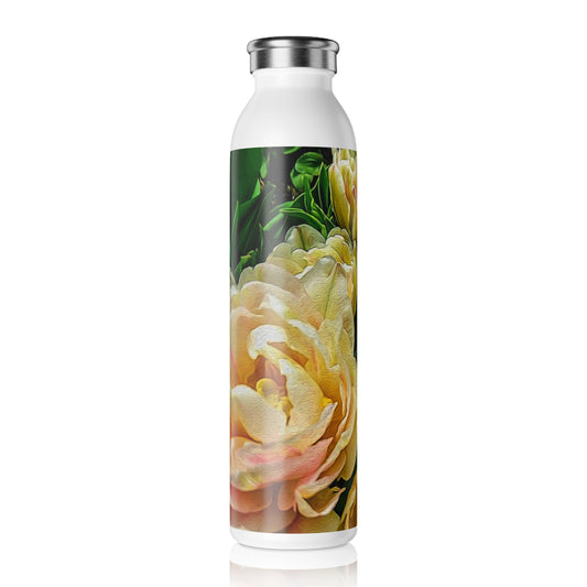 Early Summer Flowers Slim Water Bottle - Eco-Friendly Hydration, Perfect for Workouts, Travel, Floral Lovers, Gift for Her, Summer Accessories