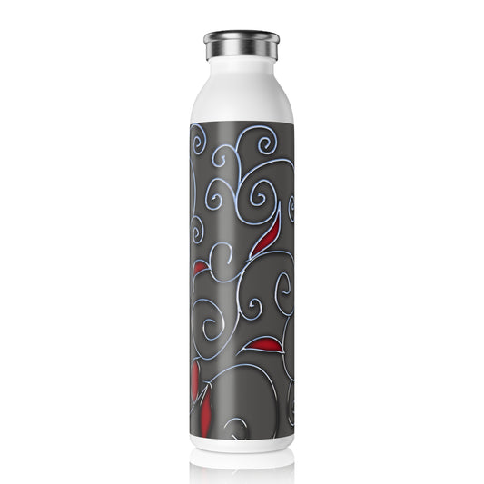 Chrome Vines Floral Slim Water Bottle, Insulated Sports Bottle, Travel Water Bottle, Gift for Her, Eco-Friendly Hydration