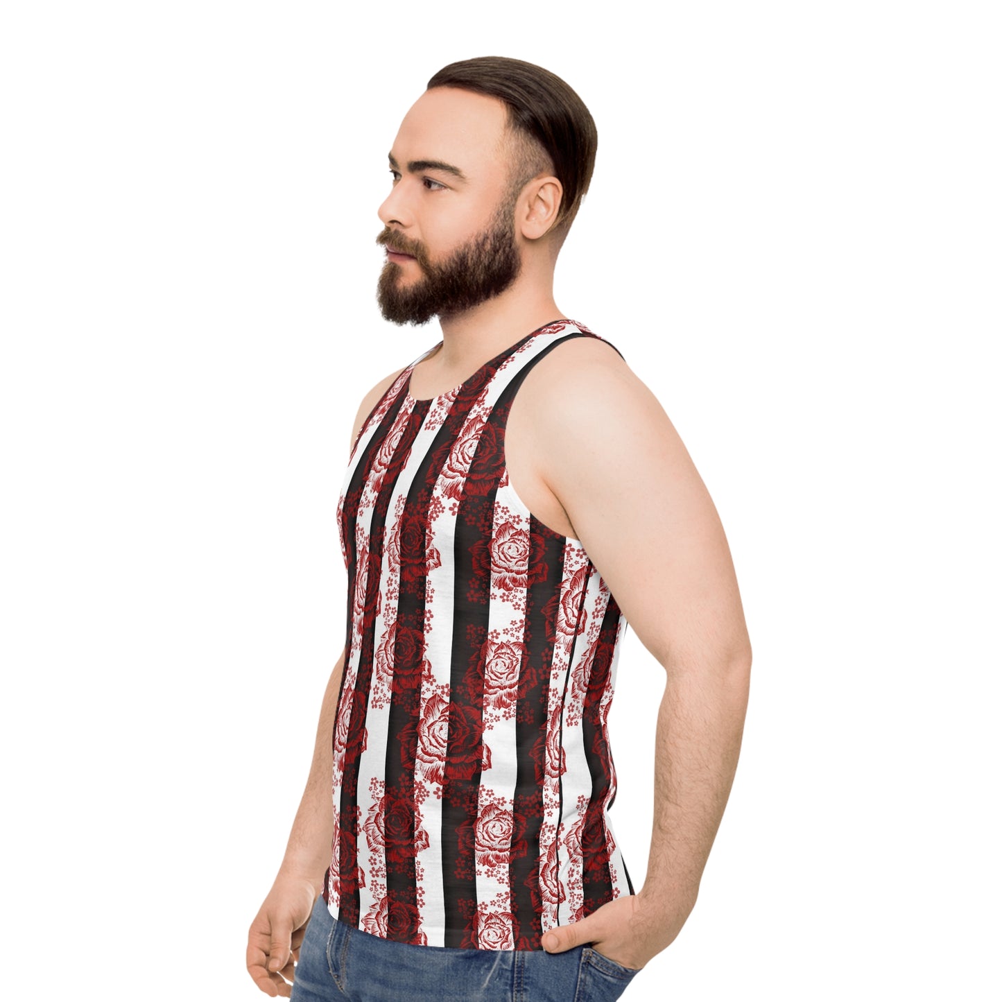Stripes and Roses Unisex Tank Top (AOP)