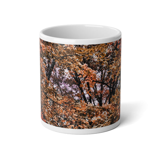 Fall Windy Leaves Jumbo Mug, Cozy Coffee Cup for Fall, 20oz Floral Drinkware, Perfect Gift for Tea Lovers, Seasonal Home Decor