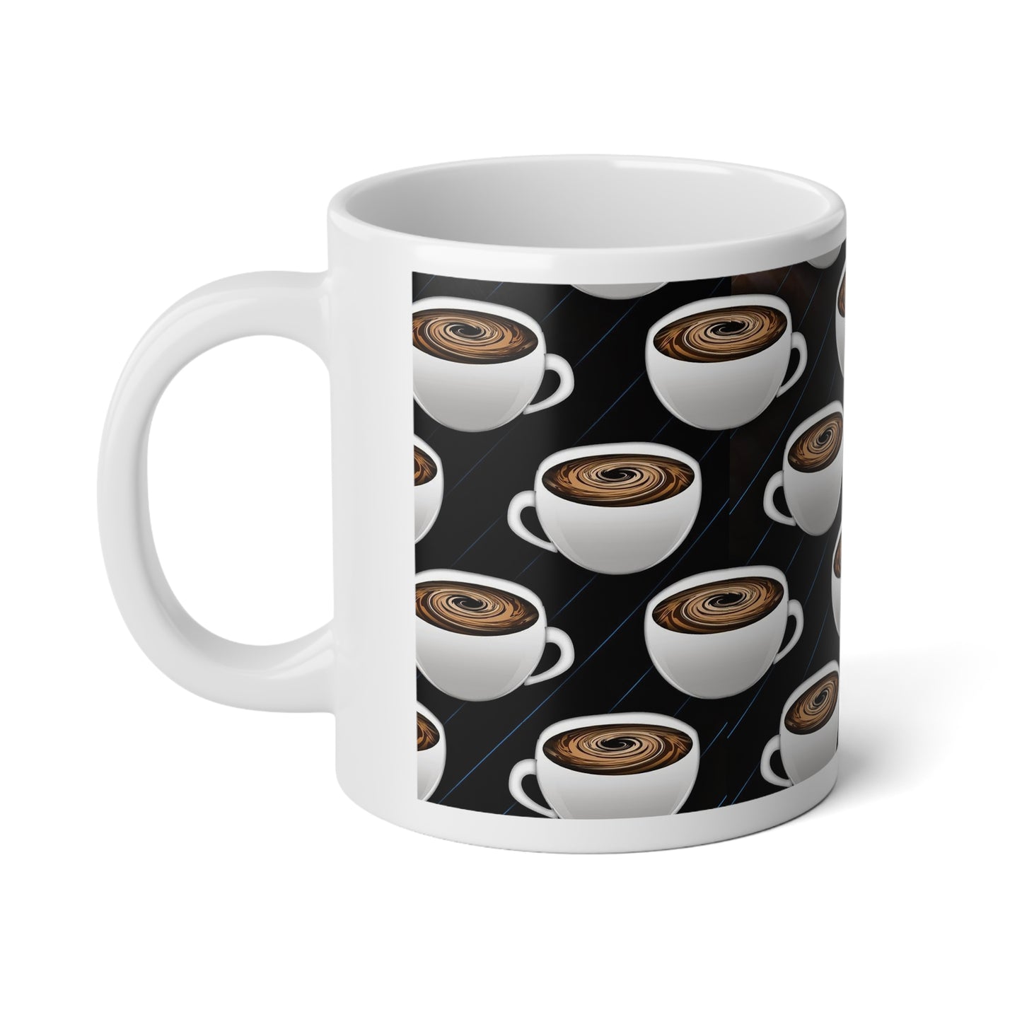 Repeating Coffee Cup Jumbo Coffee Mug, 20oz - Perfect for Home, Office, Gifts, Birthdays, Coffee Lovers & Snuggle Sessions