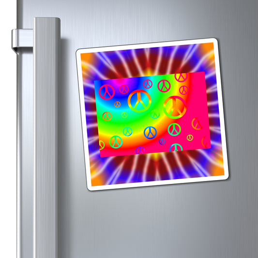 Rainbow Tie Dye Peace Sign Magnets