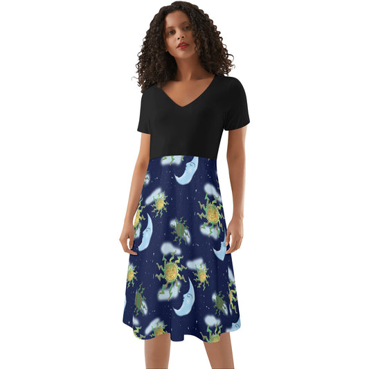 Antique Sun Womens Black Ruffle Summer Dress