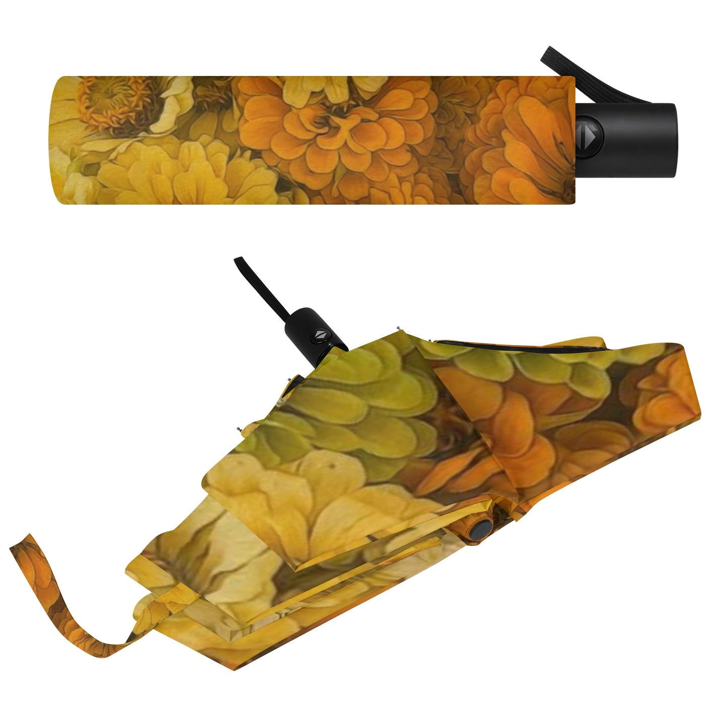 Yellow Zinnias Fully Auto Open & Close Umbrella Printing Outside