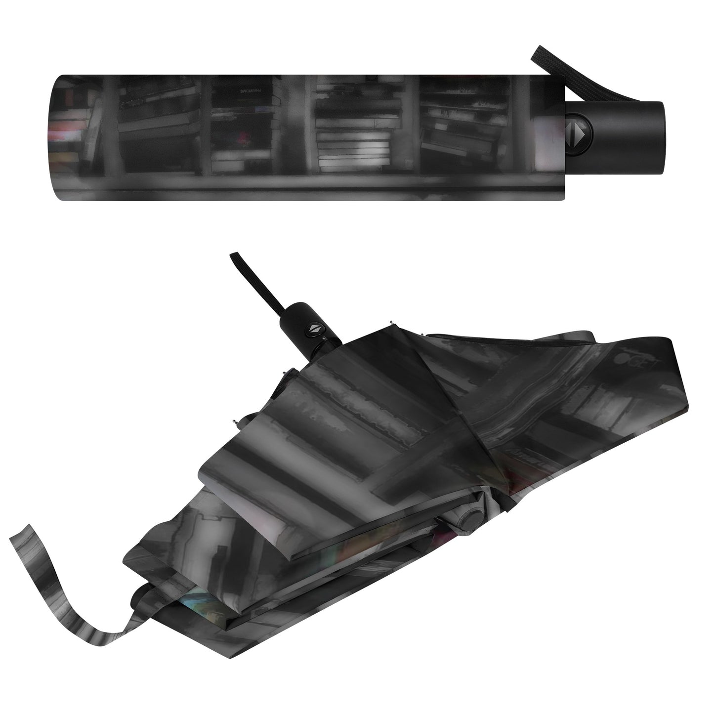 Black and White Bookshelves Fully Auto Open & Close Umbrella Printing Outside