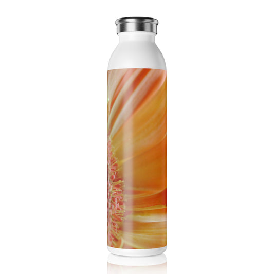 Peach Gerbera Daisy Slim Water Bottle | Eco-Friendly Hydration, Gift for Her, Summer Vibes, Hydration Reminders, Nature Lover's Gift