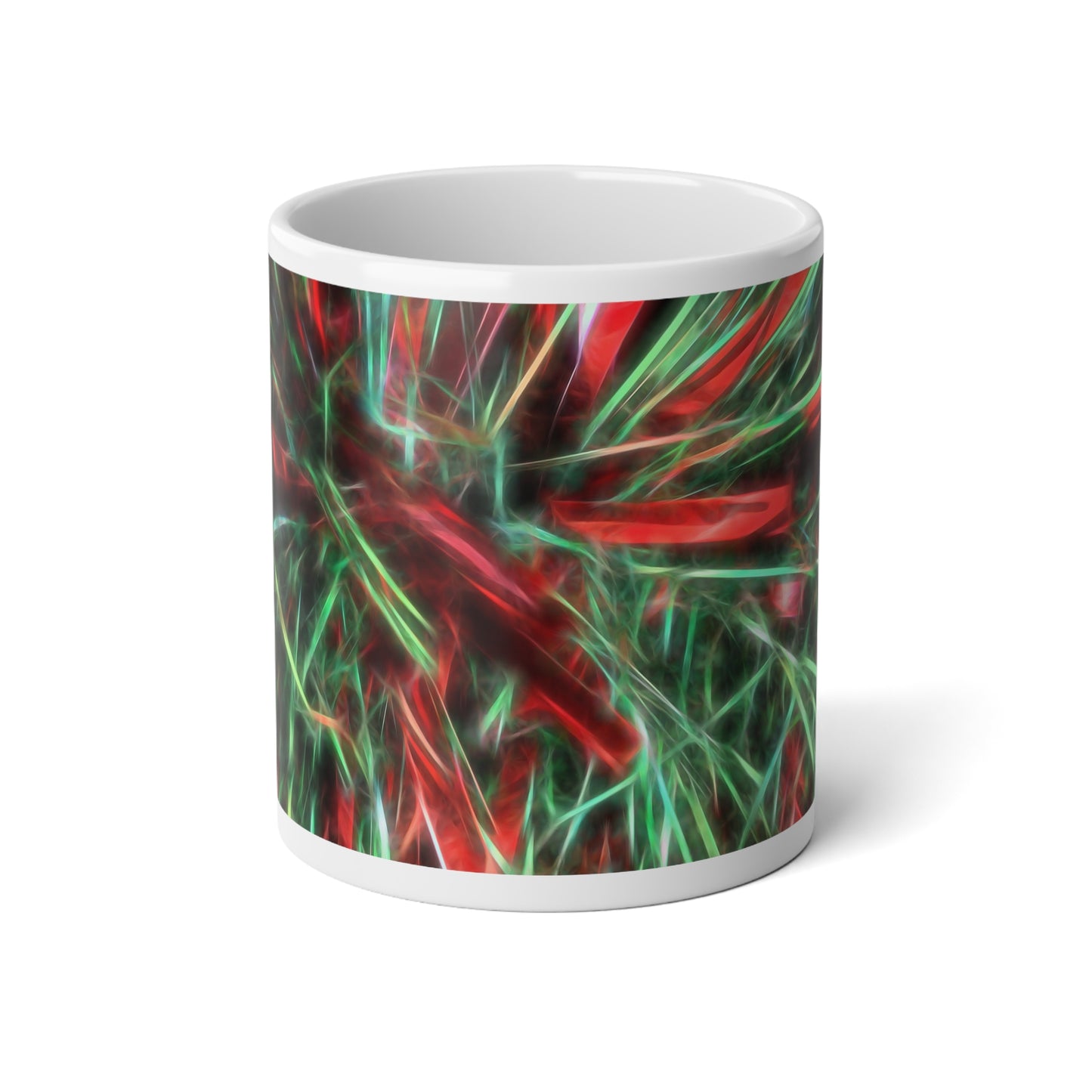 20oz Jumbo Mug — Festive Abstract Red & Green Holiday Garland Coffee Cup